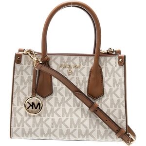 Michael Kors Brown and Cream Signature Satchel